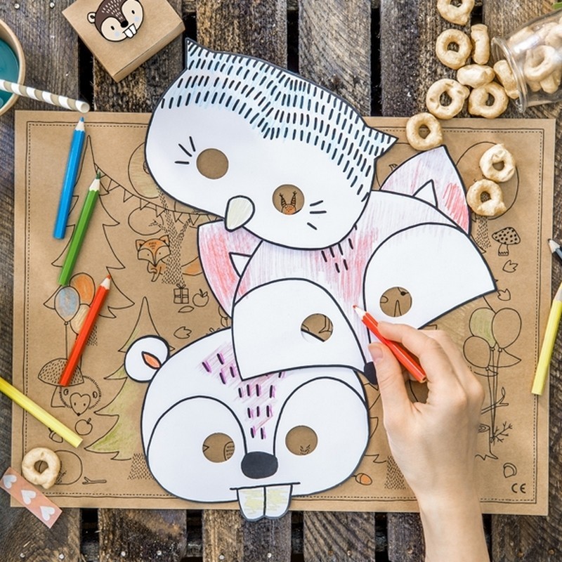 Maski dla dzieci do malowania leśne zwierzęta